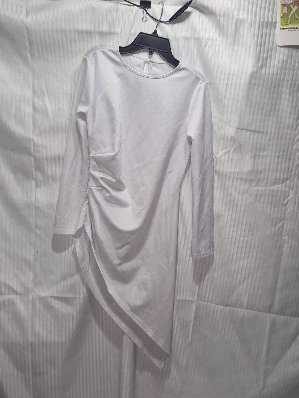 White Asymmetric Long-Sleeve Women’s Dress Size Small